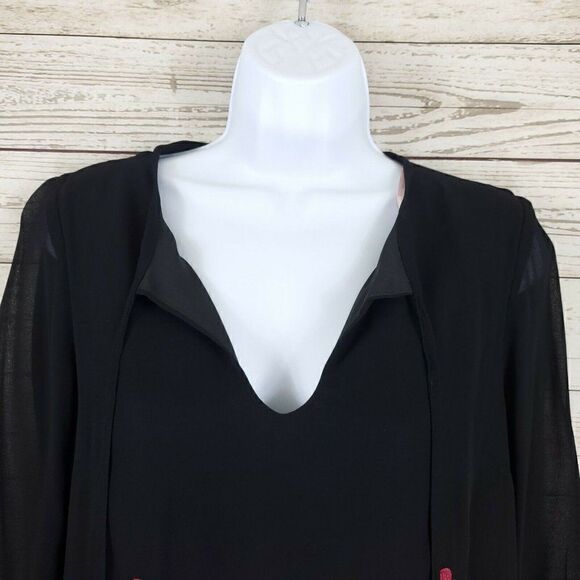 NWT Forever 21 Contemporary Womens Size XS Floral Embroidered Sheer Dress Shirt - Picture 6 of 12